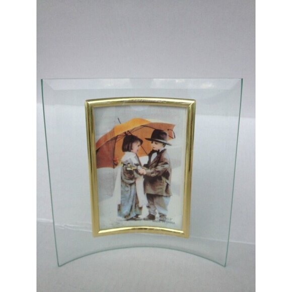 Frame Other - NIB Elegant Glass and Gold tone Picture Frame Decorated for Pic.W 3.5" x H 5.5"